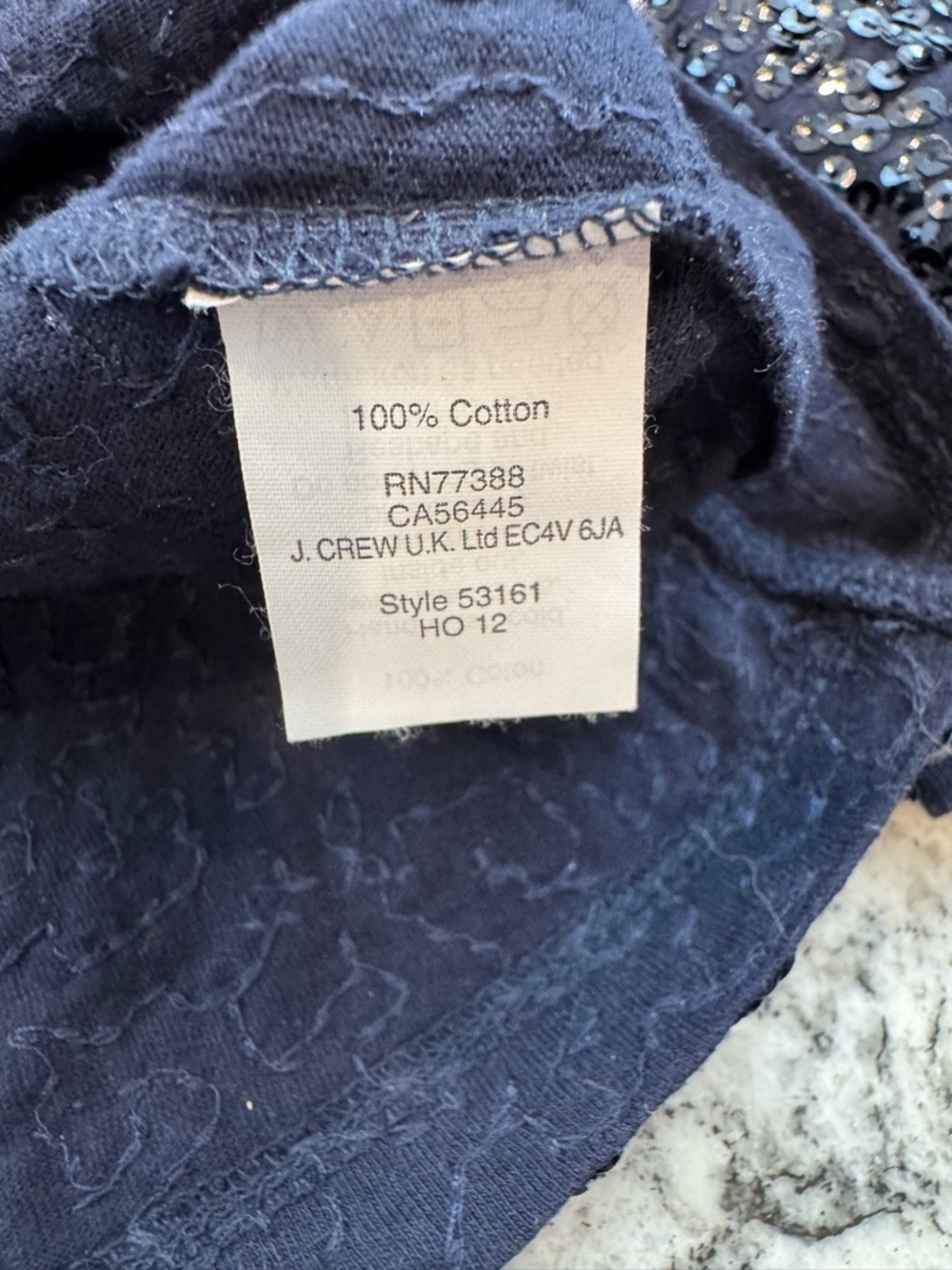 J.Crew Navy Sequin Top Medium 3/4 Sleeve Sparkly Party Holiday Blouse - Picture 5 of 10
